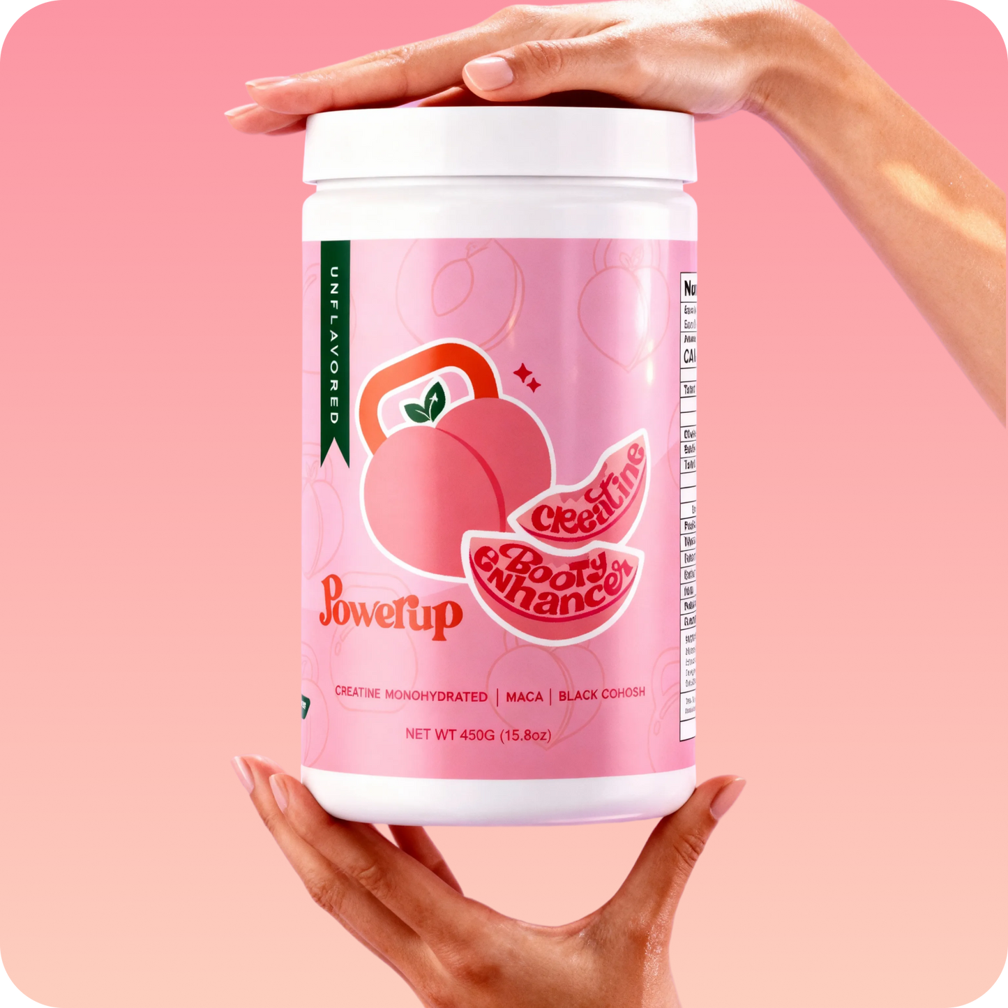 Power Up Peach Booty Enhancer for Women Creatine Monohydrate for Glute Growth, Strength & Hormonal Support