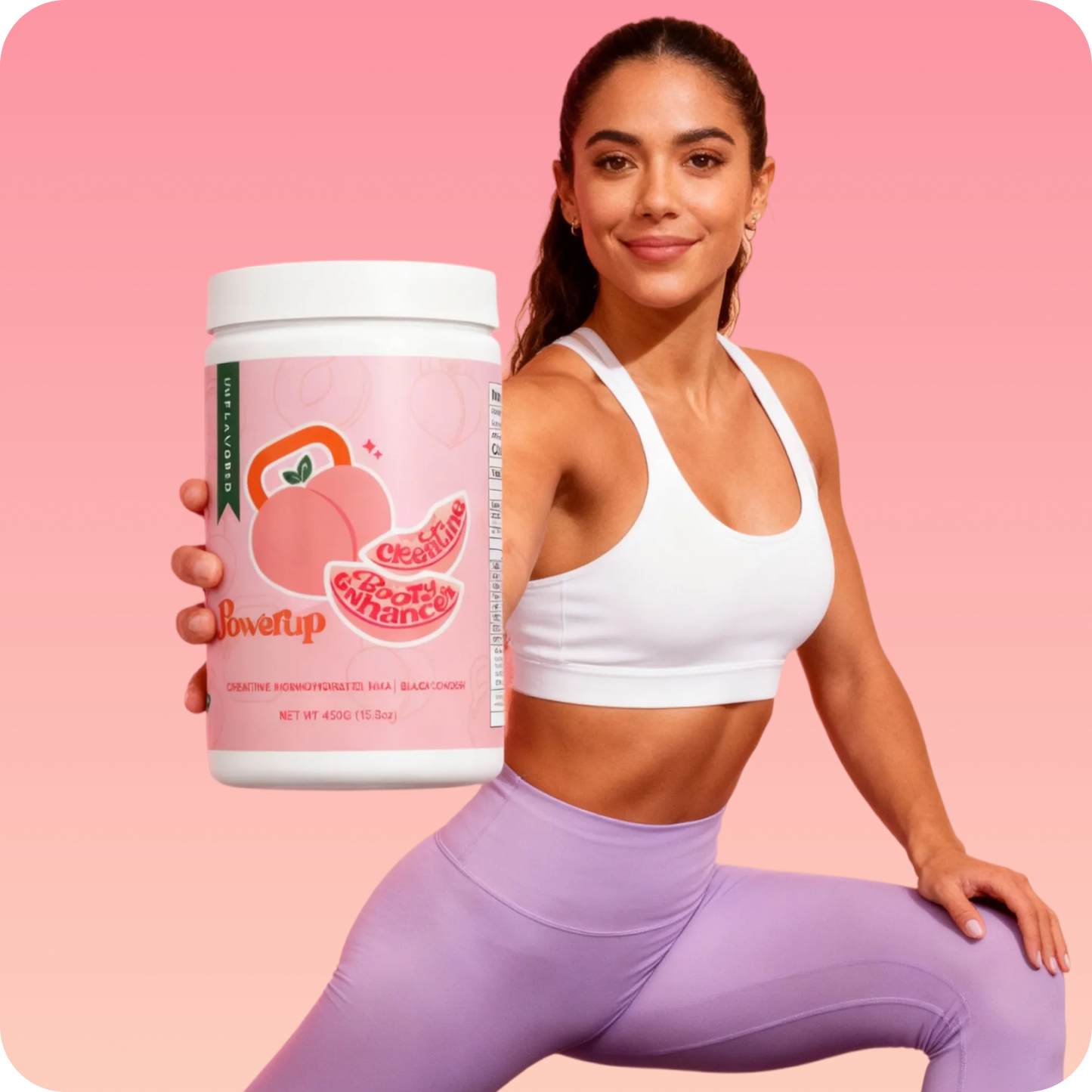 Power Up Peach Booty Enhancer for Women Creatine Monohydrate for Glute Growth, Strength & Hormonal Support